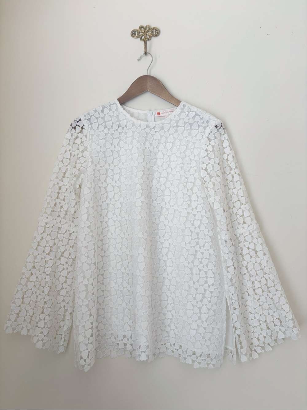 Jude Connally Heart Shaped Lace Long Sleeve Swing Tunic Top Small